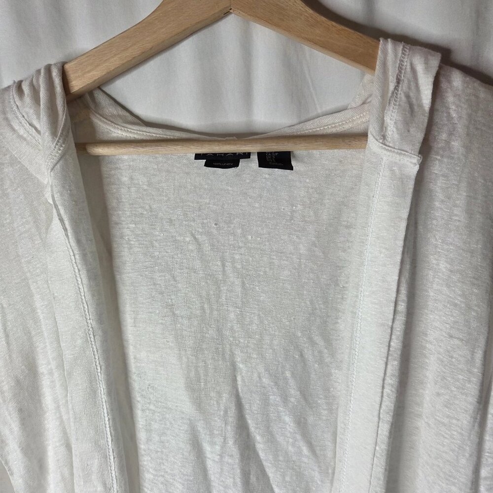 Tahari Women's Size Small Hooded Linen Cardigan White - Picture 4 of 7